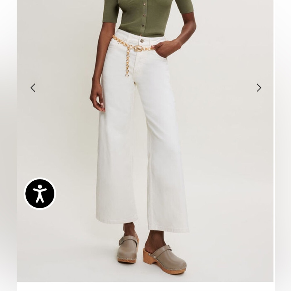 Maje White Jeans - Wide Leg Crop